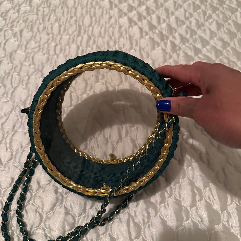 New Green clear bag with gold accents and strap - Picture 2 of 4